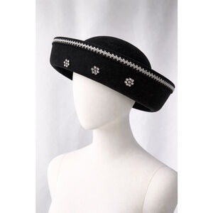 Vintage 1960s Gretchen Felt Hat – Rhinestone Trim – USA Made